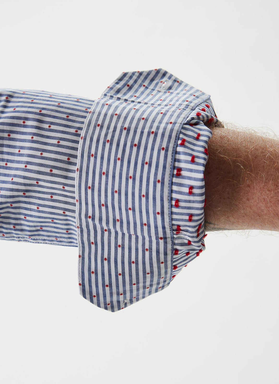 Blue/White Striped Shirt With Embroidered Motif