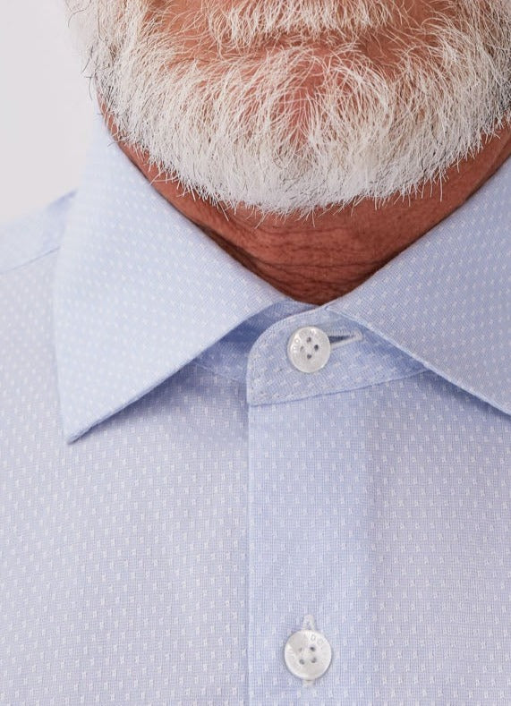 Sky Blue/White Slim Fit Tailored Cotton Shirt