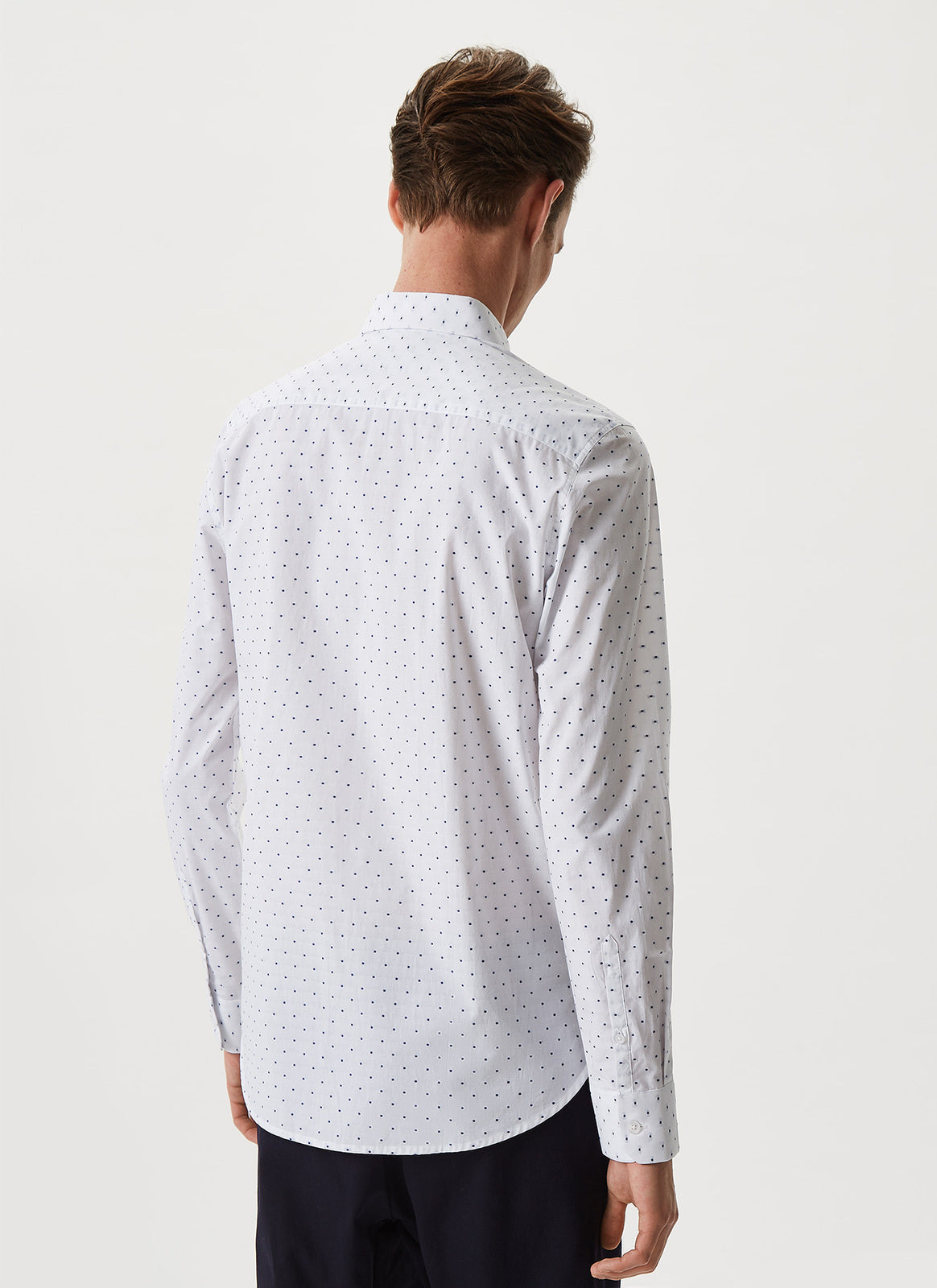 White/Blue Cotton Shirt With Contrasting Motif