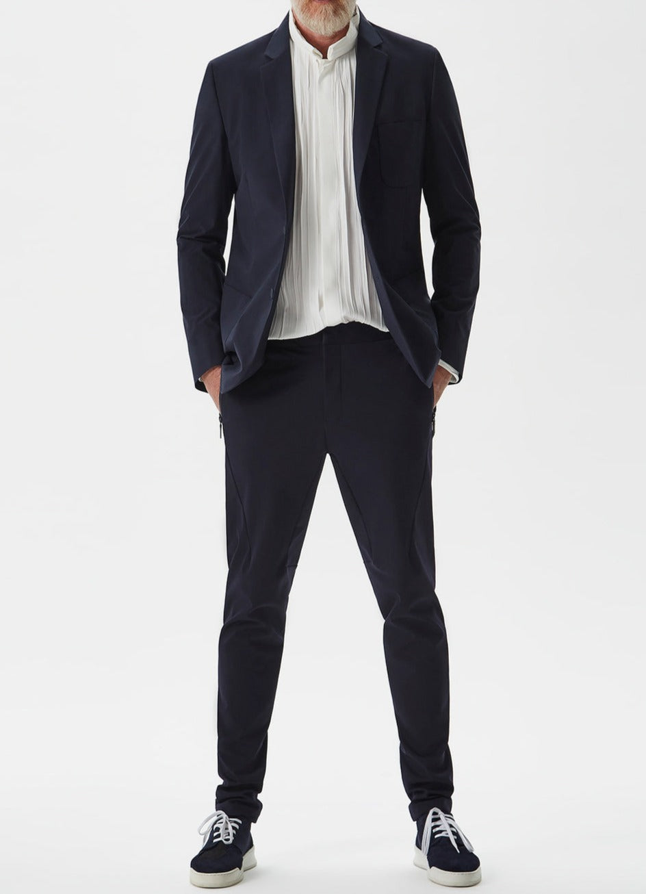 White Crinkle Shirt With High Mandarin Collar