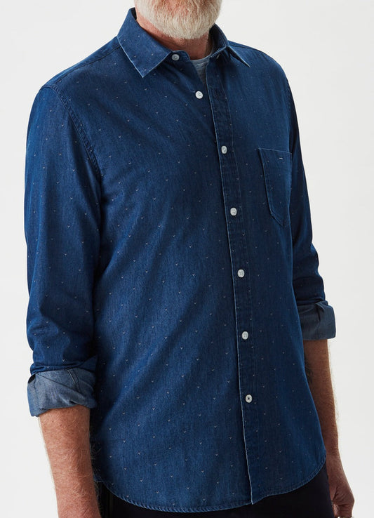 Blue Cotton Shirt With Motif