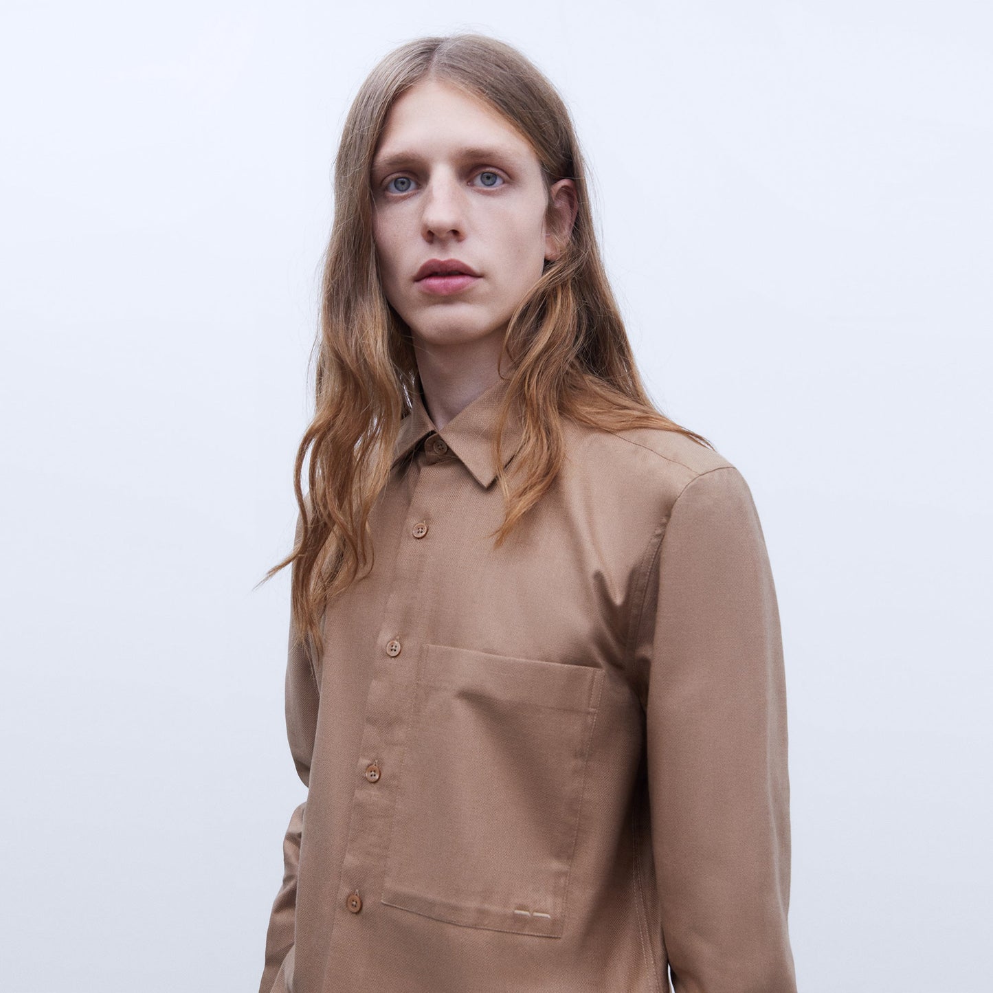 Camel Cotton Maxi-Pocket Shirt