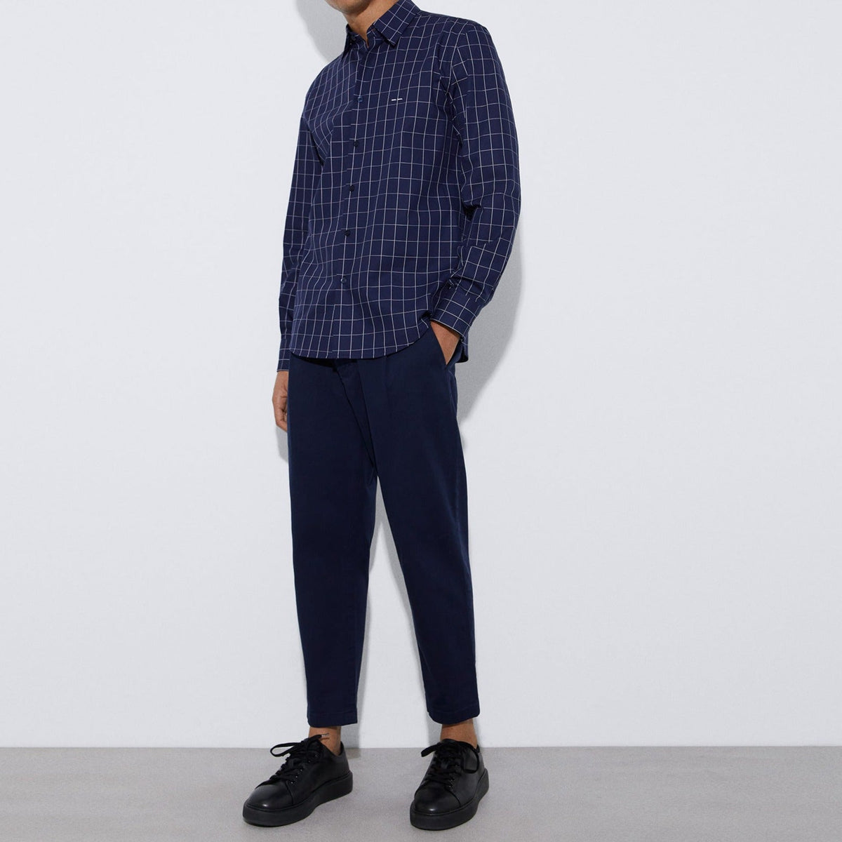 Blue Check Plaid Cotton Shirt