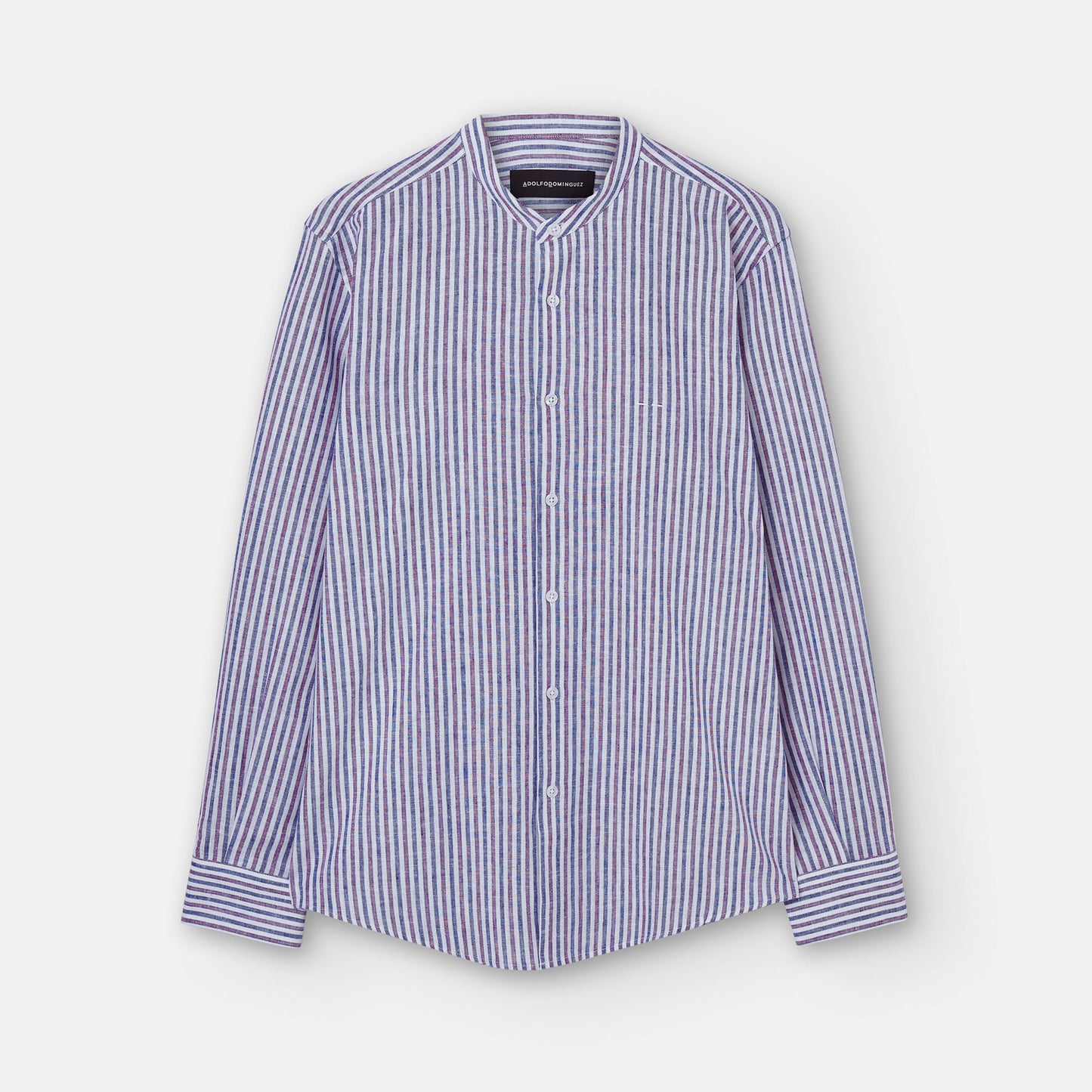 Blue/White Organic Cotton Mandarin Collar Shirt