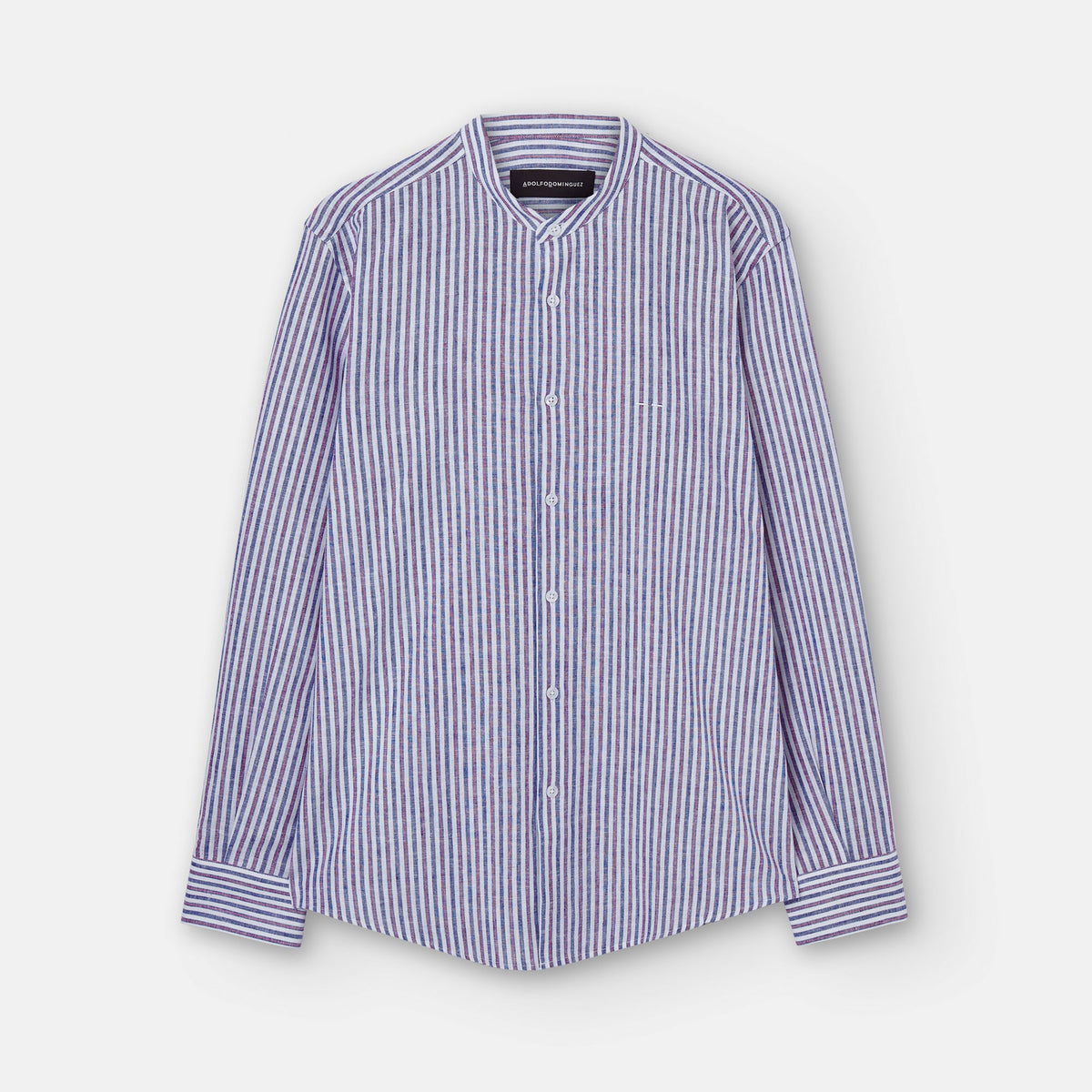 Blue/White Organic Cotton Mandarin Collar Shirt