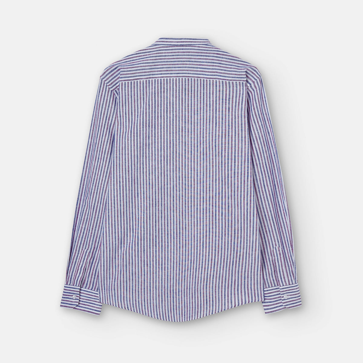 Blue/White Organic Cotton Mandarin Collar Shirt
