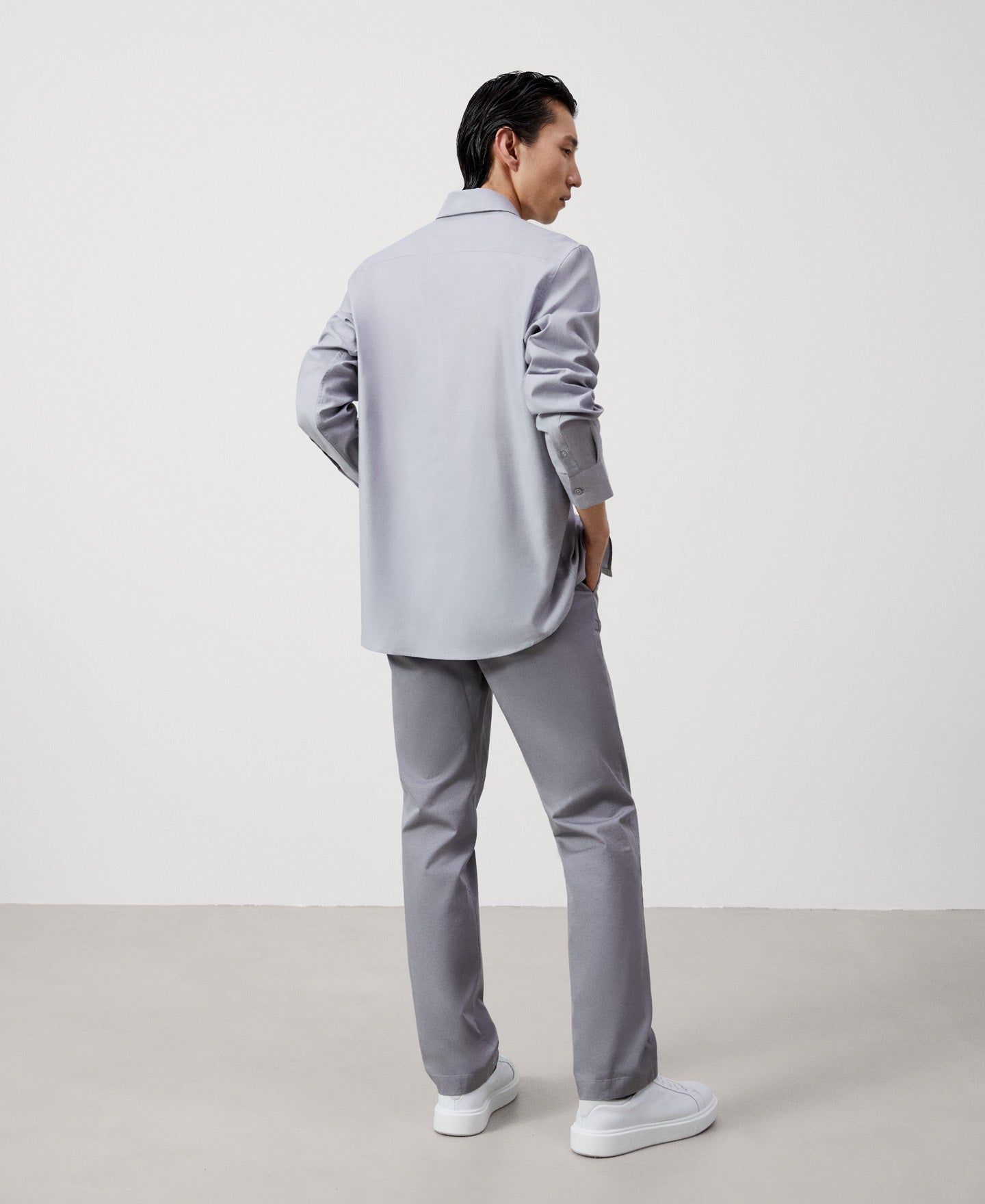 Light Grey Cotton Button-Down Shirt