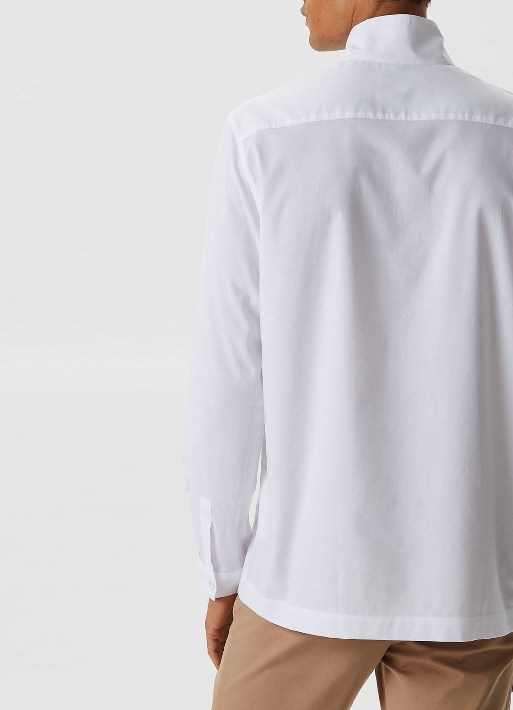 Cotton Blend Shirt With Stand Collar