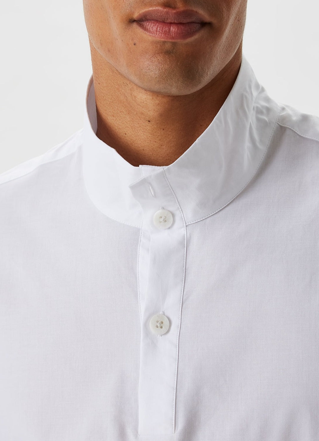 Cotton Blend Shirt With Stand Collar