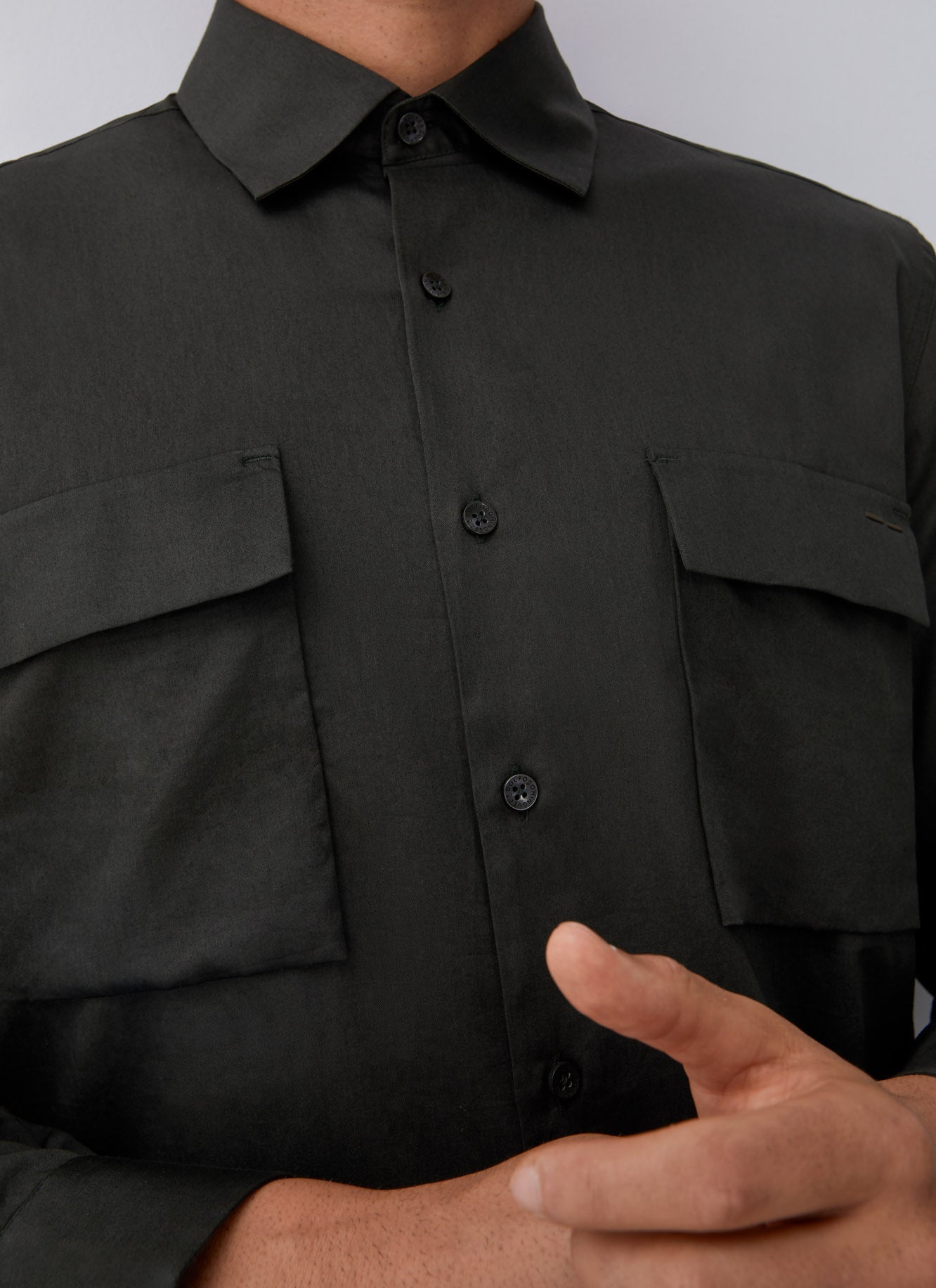 Green Cotton Shirt With Chest Pockets