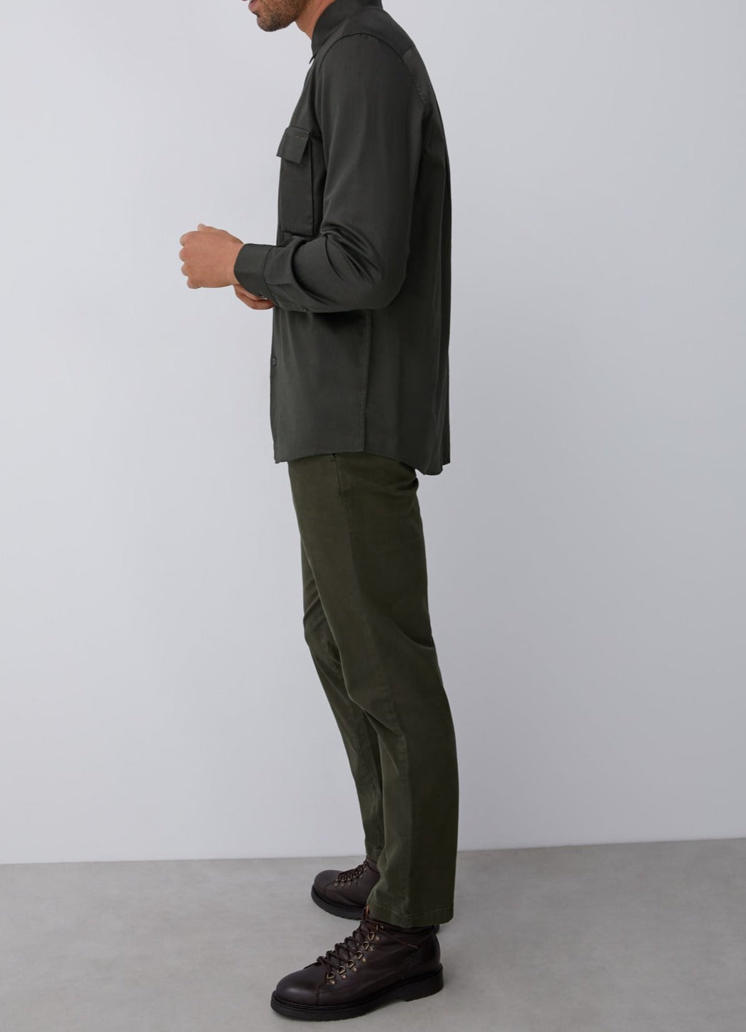 Green Cotton Shirt With Chest Pockets