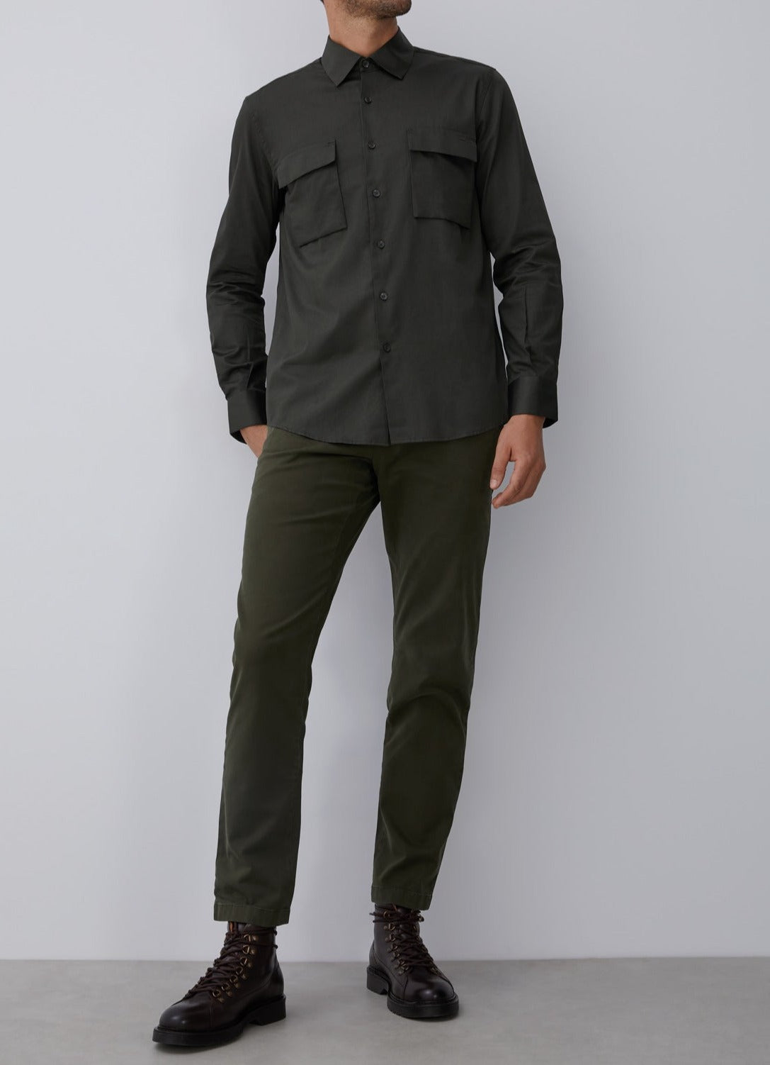 Green Cotton Shirt With Chest Pockets
