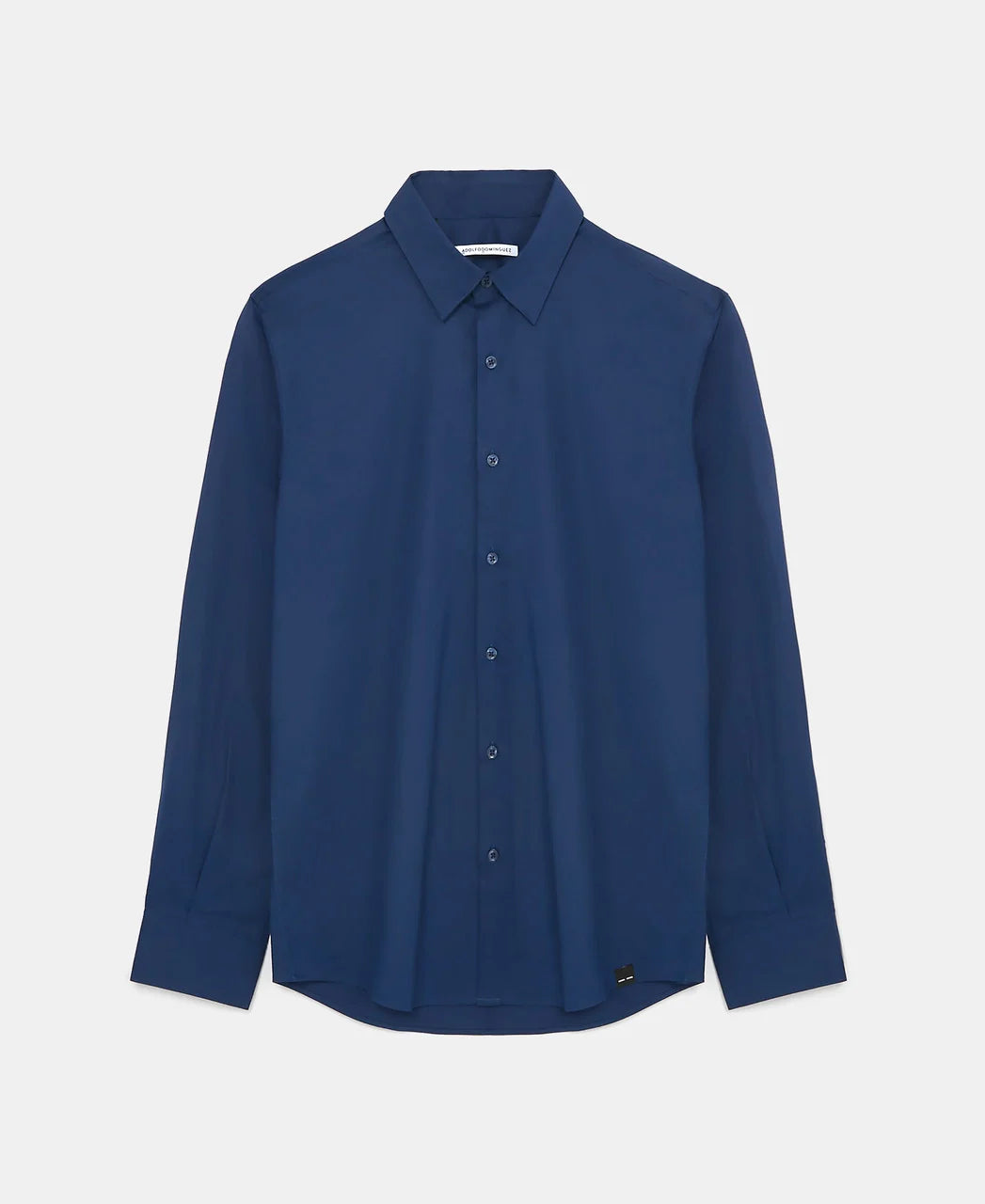 Navy Blue Cotton Lapel Collar Shirt