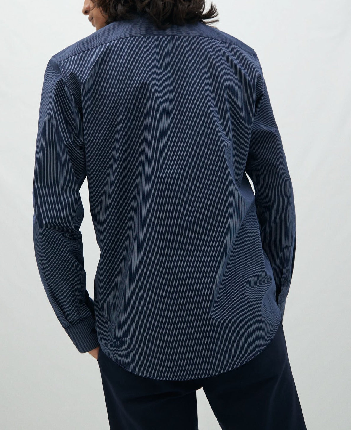 Blue Stripe Striped Shirt With Shirt Collar