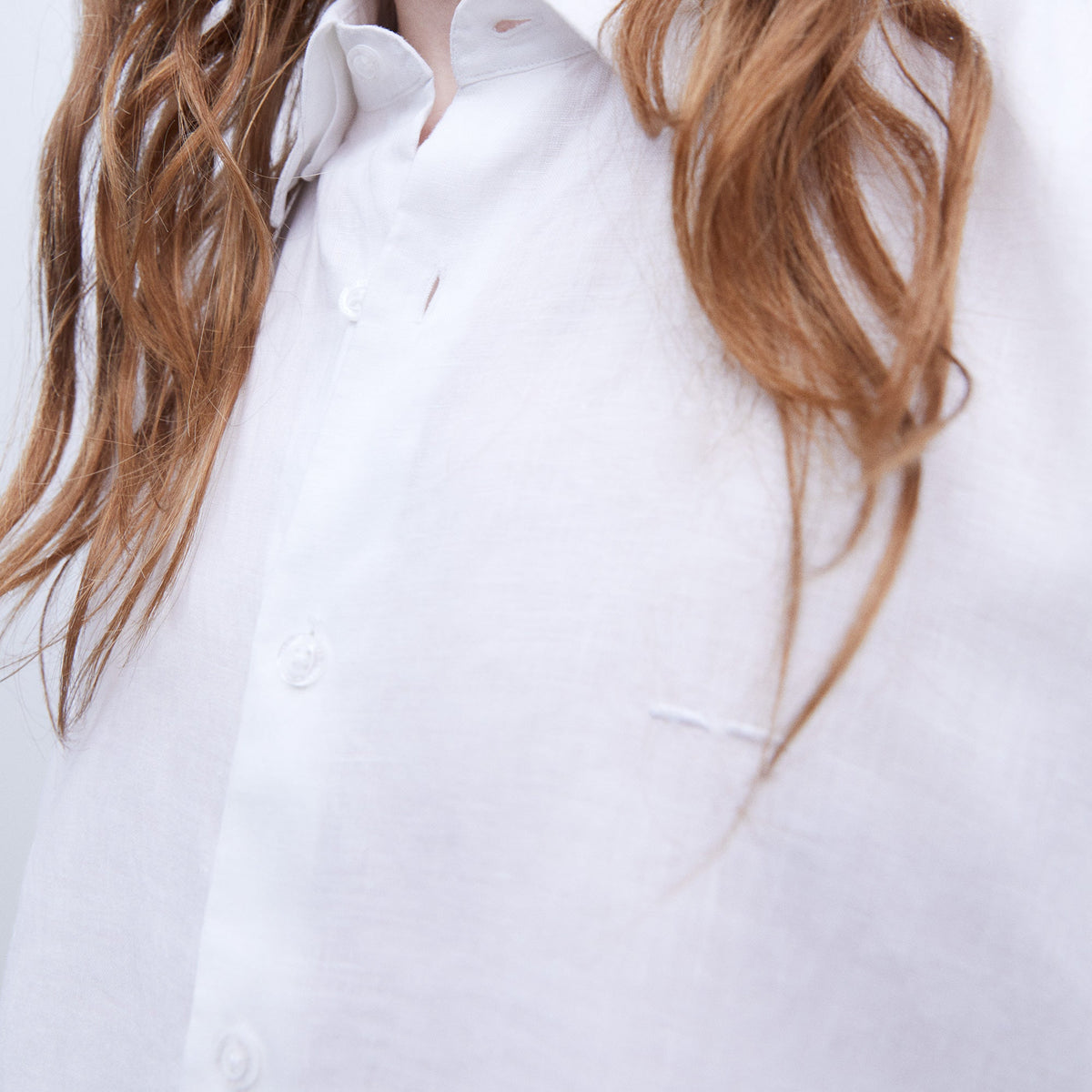 Linen Lapel Collar Shirt - Pure White