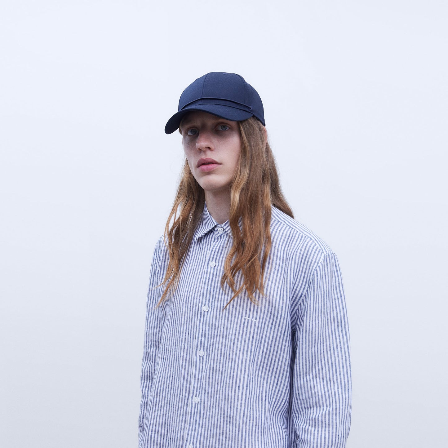 Linen Striped Shirt in White & Blue