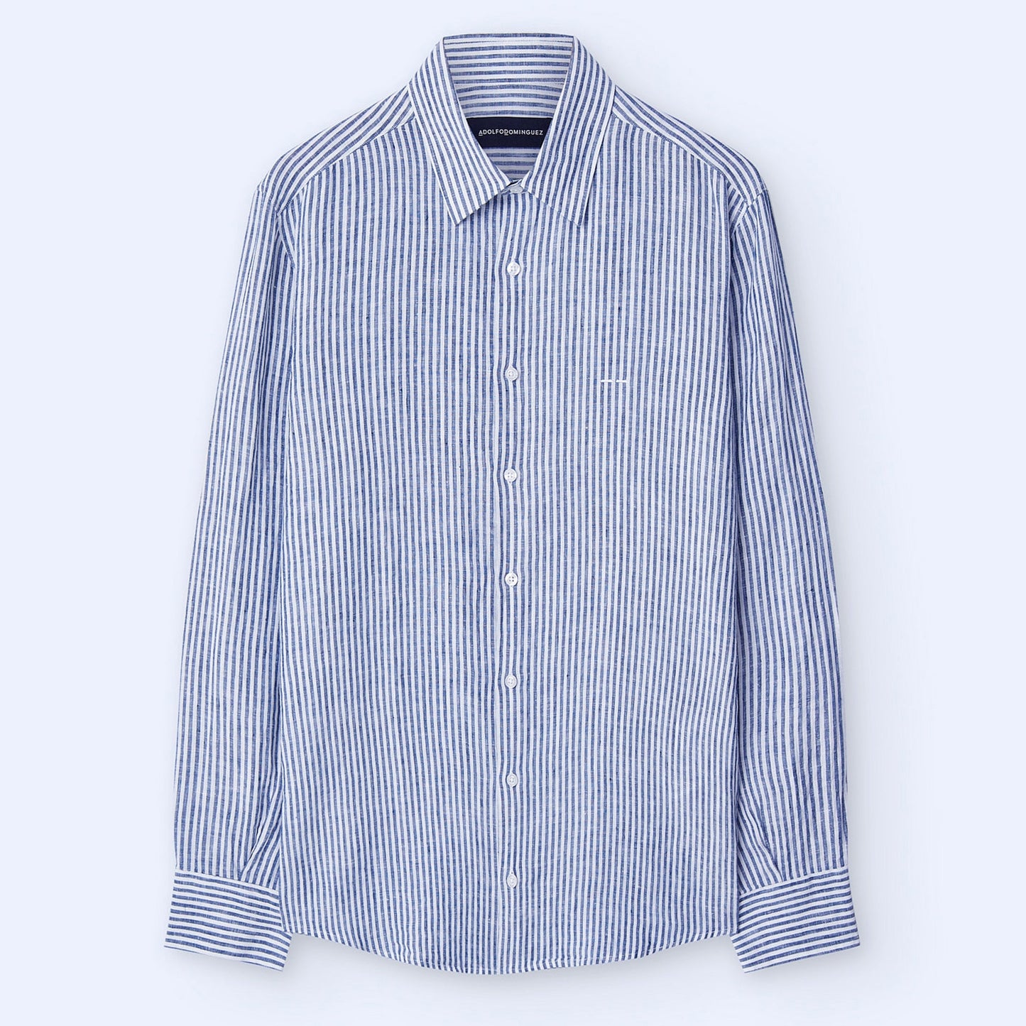 Linen Striped Shirt in White & Blue