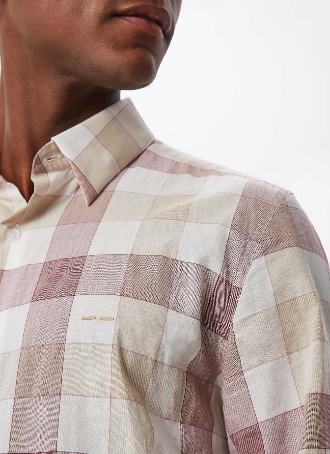 Pink Check Checked Shirt With Hidden Button