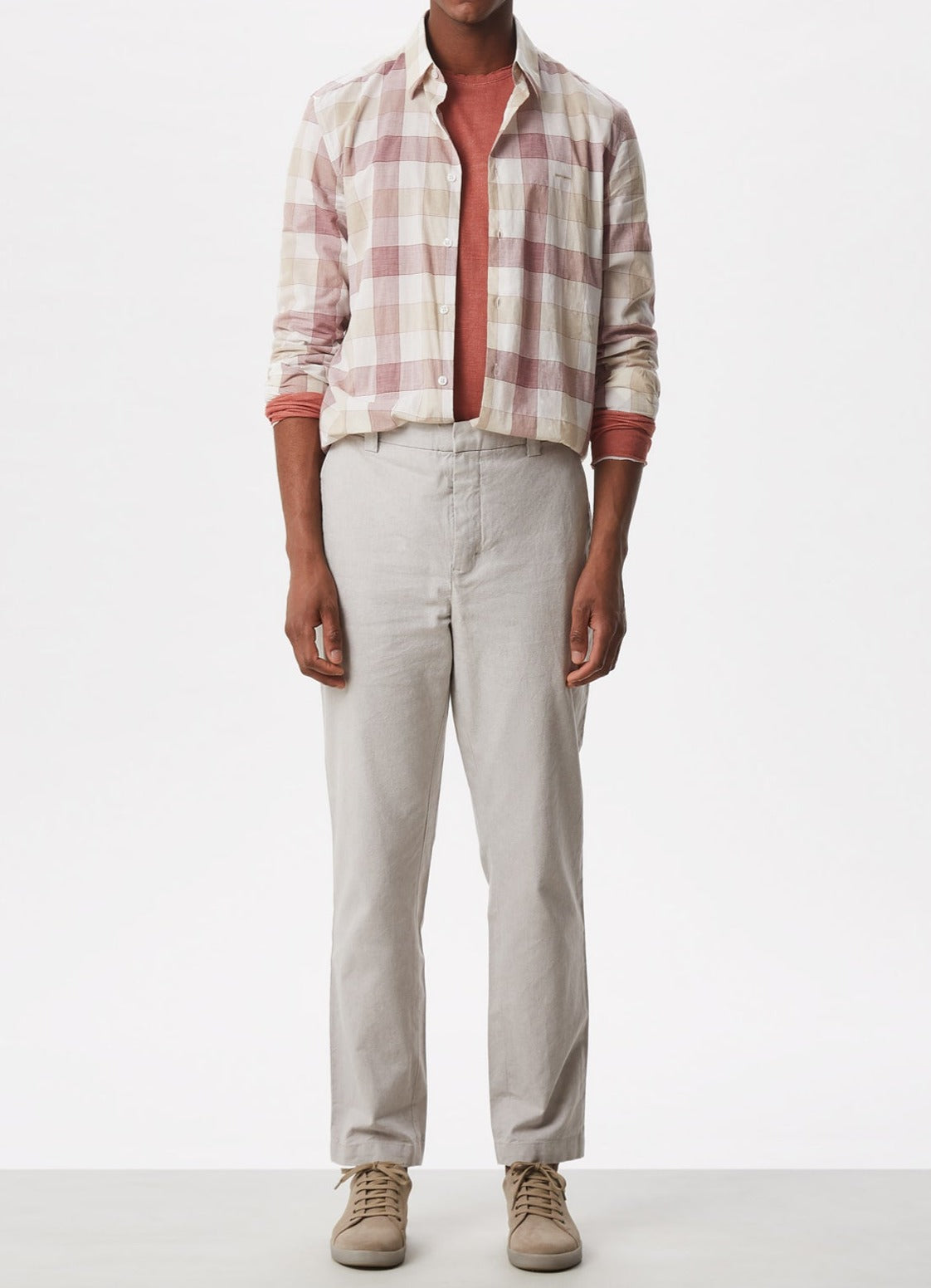 Pink Check Checked Shirt With Hidden Button