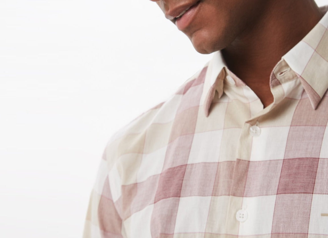 Pink Check Checked Shirt With Hidden Button