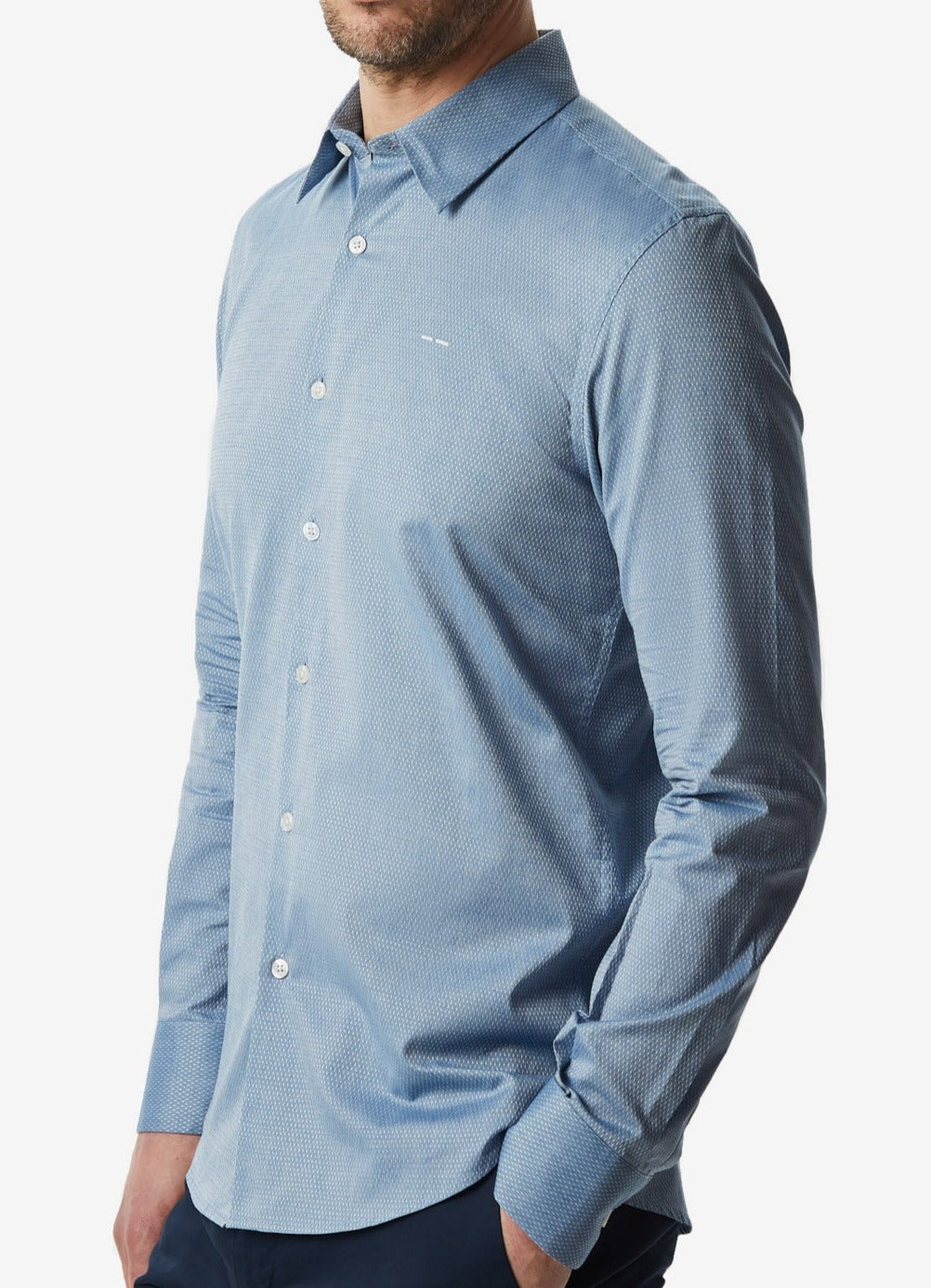 Blue Cotton Shirt With Argyle Design