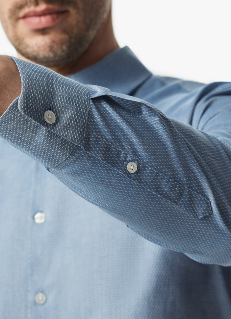 Blue Cotton Shirt With Argyle Design