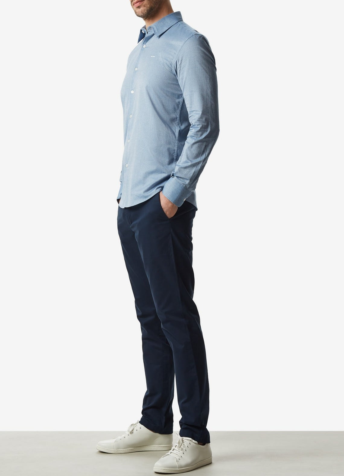 Blue Cotton Shirt With Argyle Design