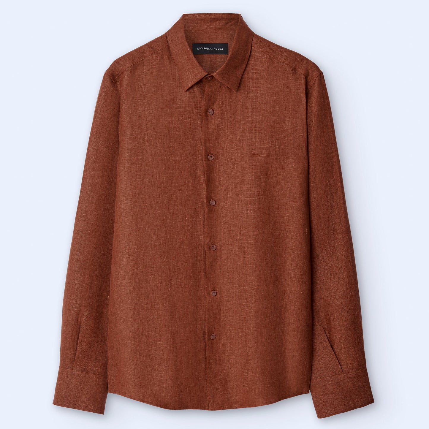 Terracotta Linen Lapel Collar Shirt