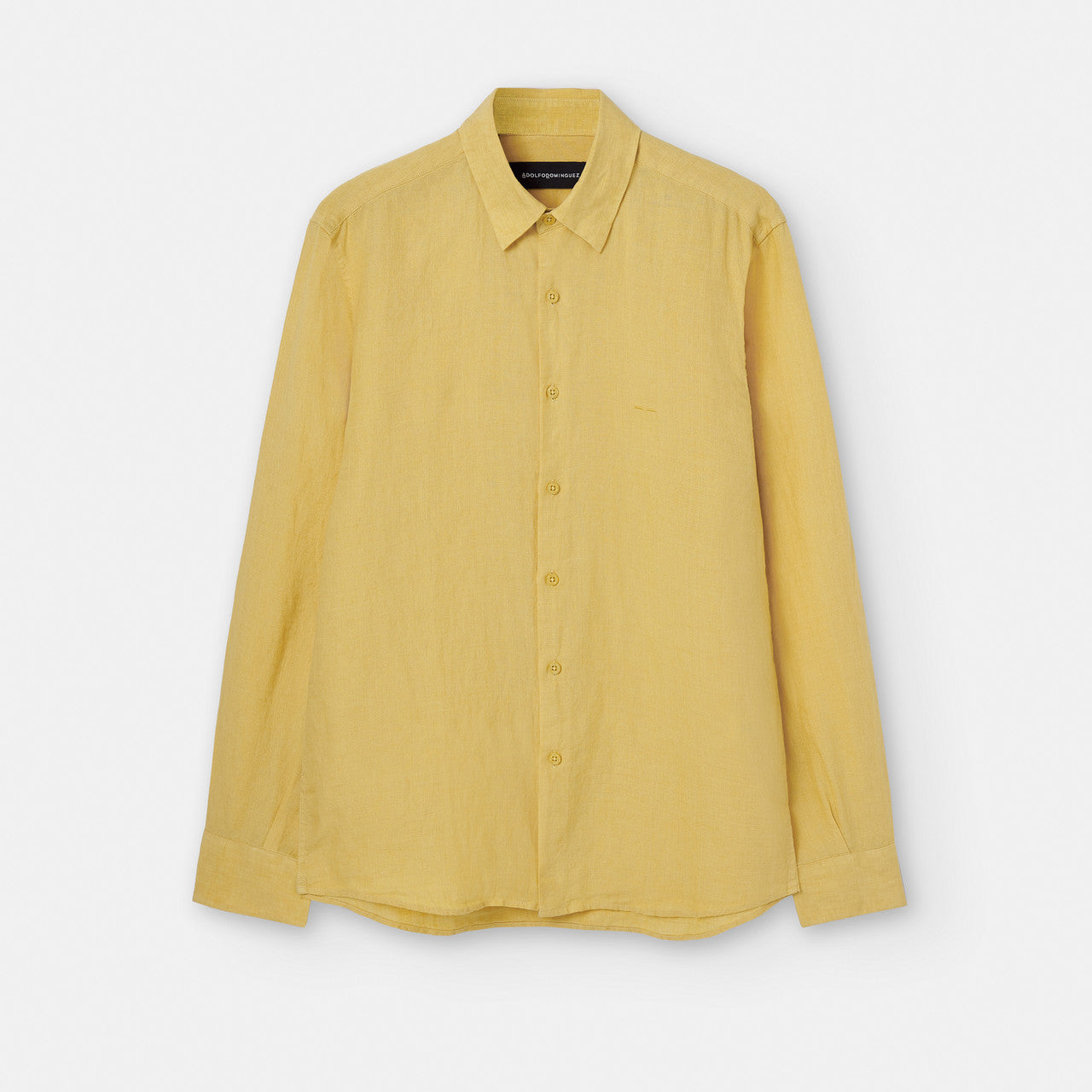 Yellow Natural Linen Lapel Collar Shirt