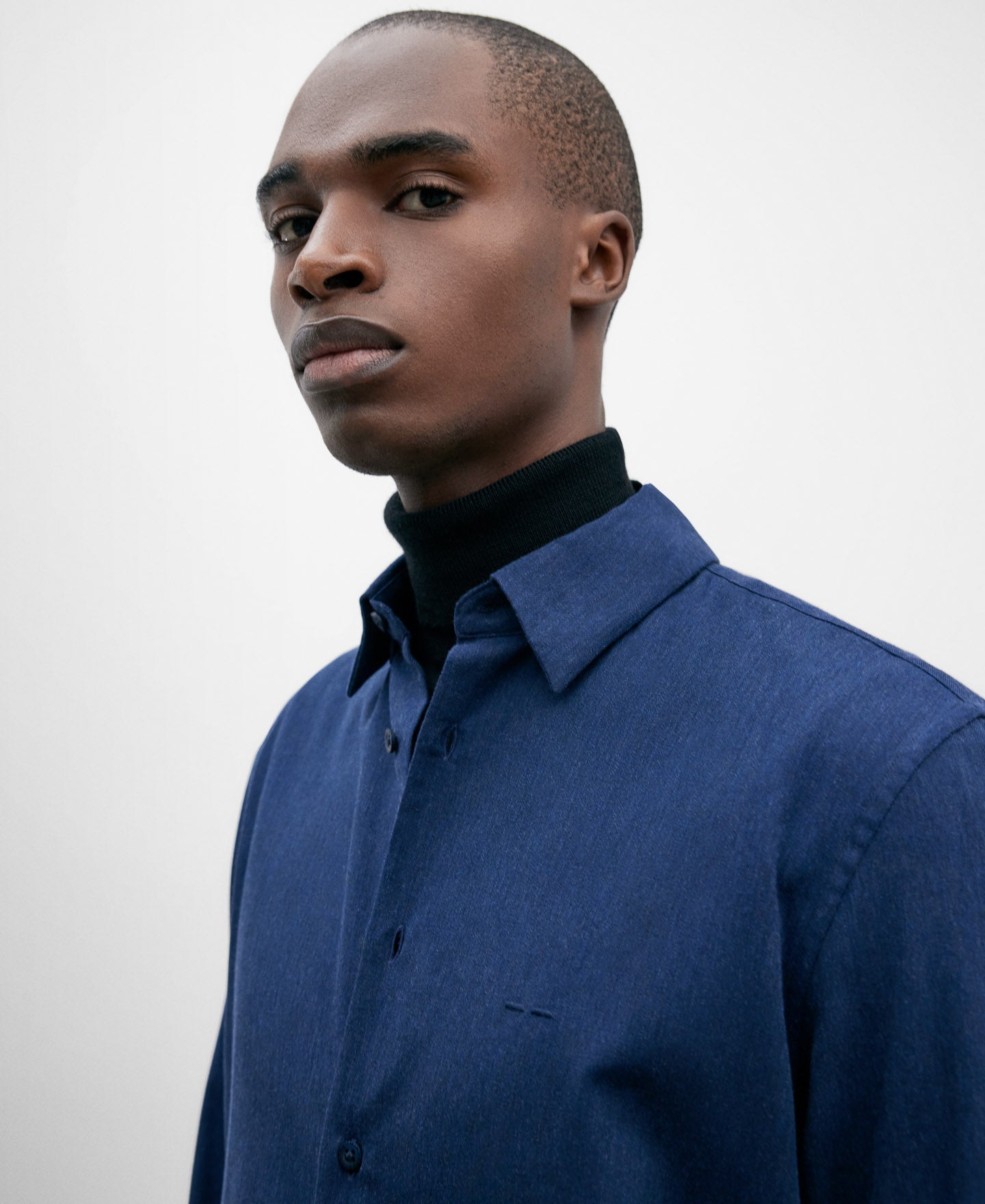 Navy Blue Cotton Shirt For Men