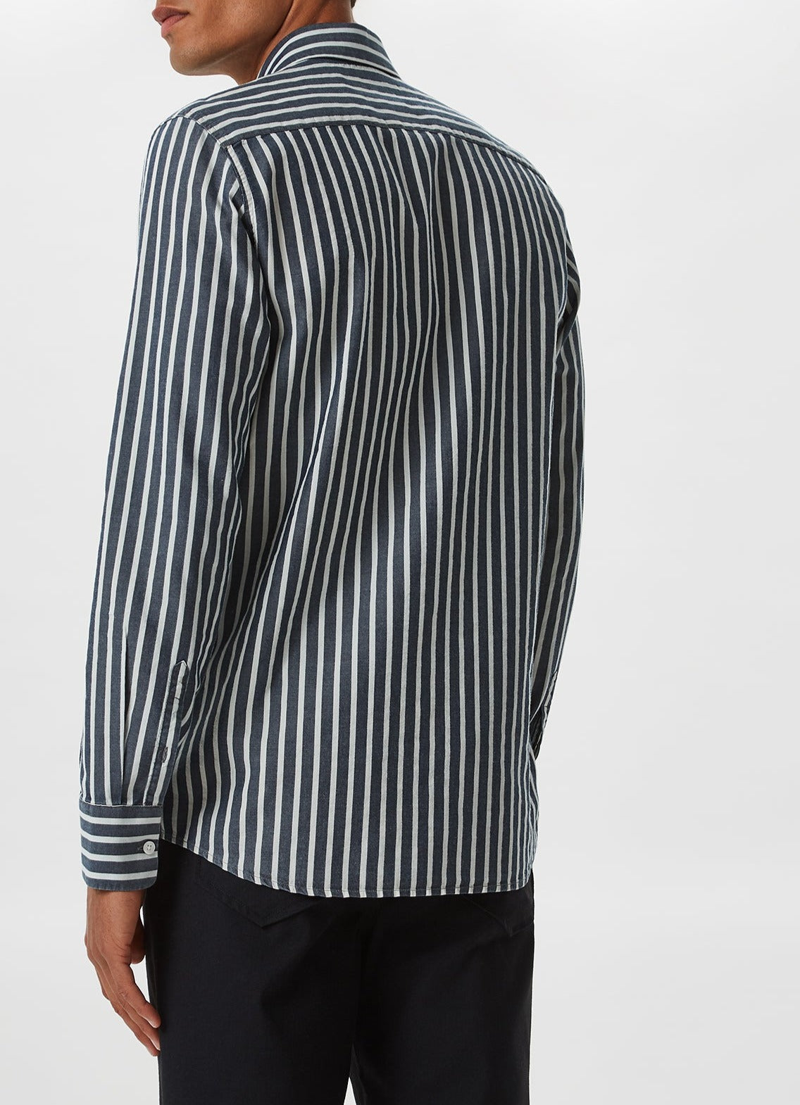 Blue/White Slim Fit Shirt With Striped Design
