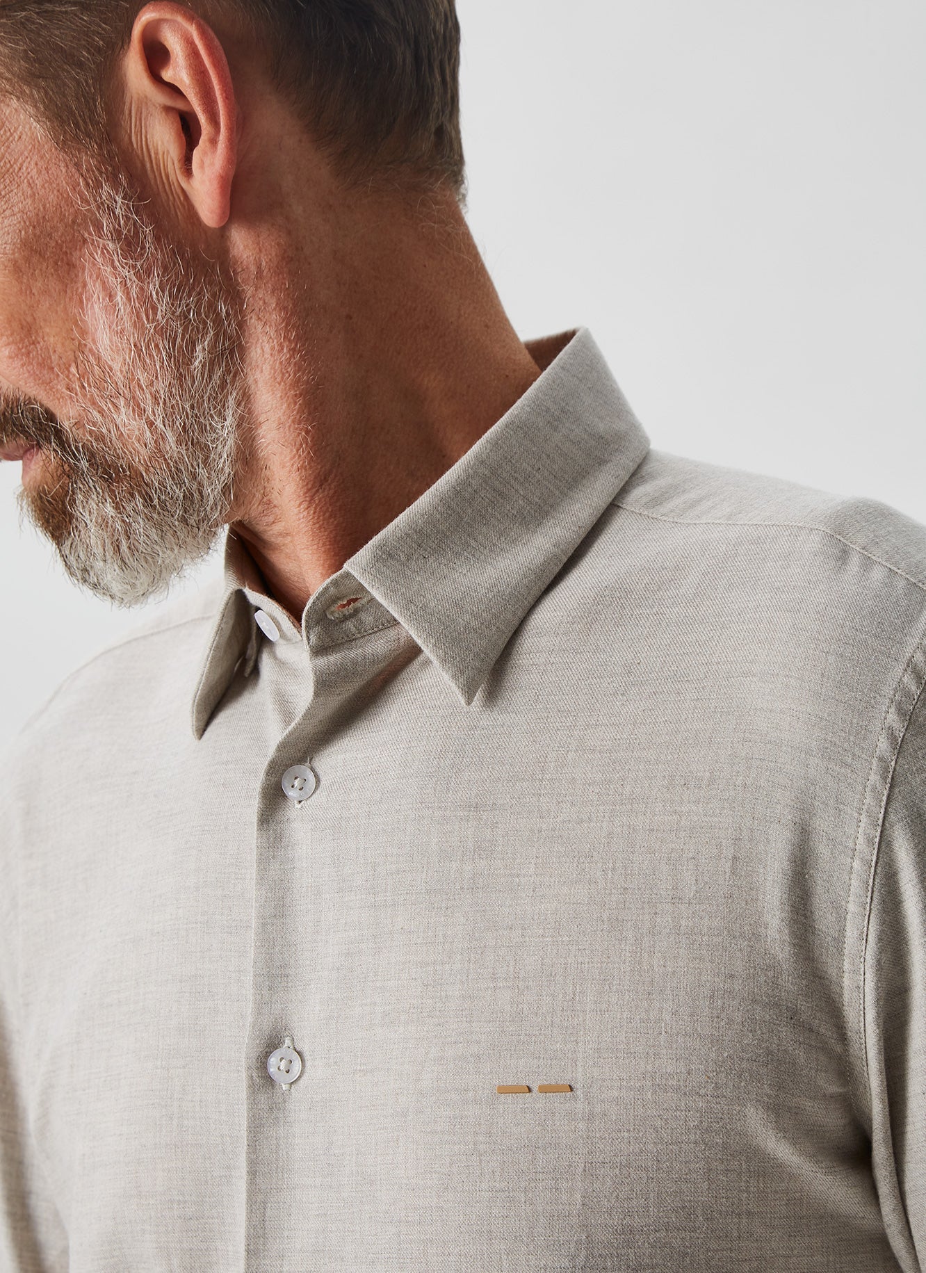Flannel-Like Cotton Twill Shirt in Sand