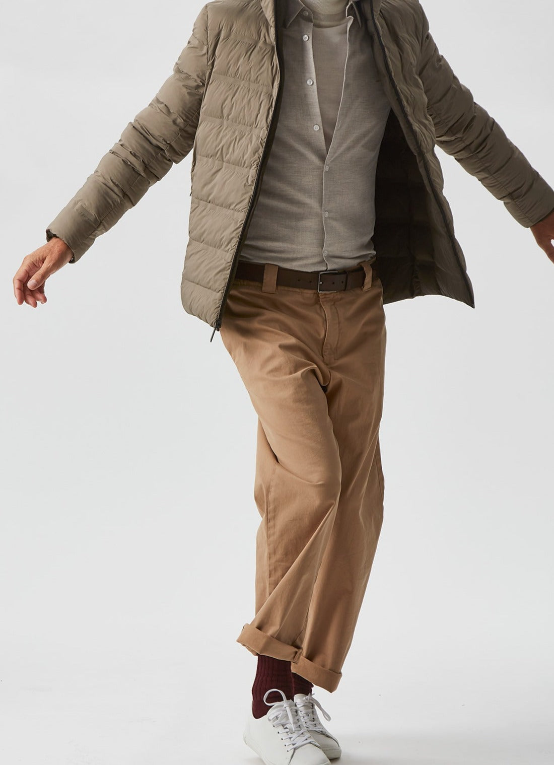 Flannel-Like Cotton Twill Shirt in Sand