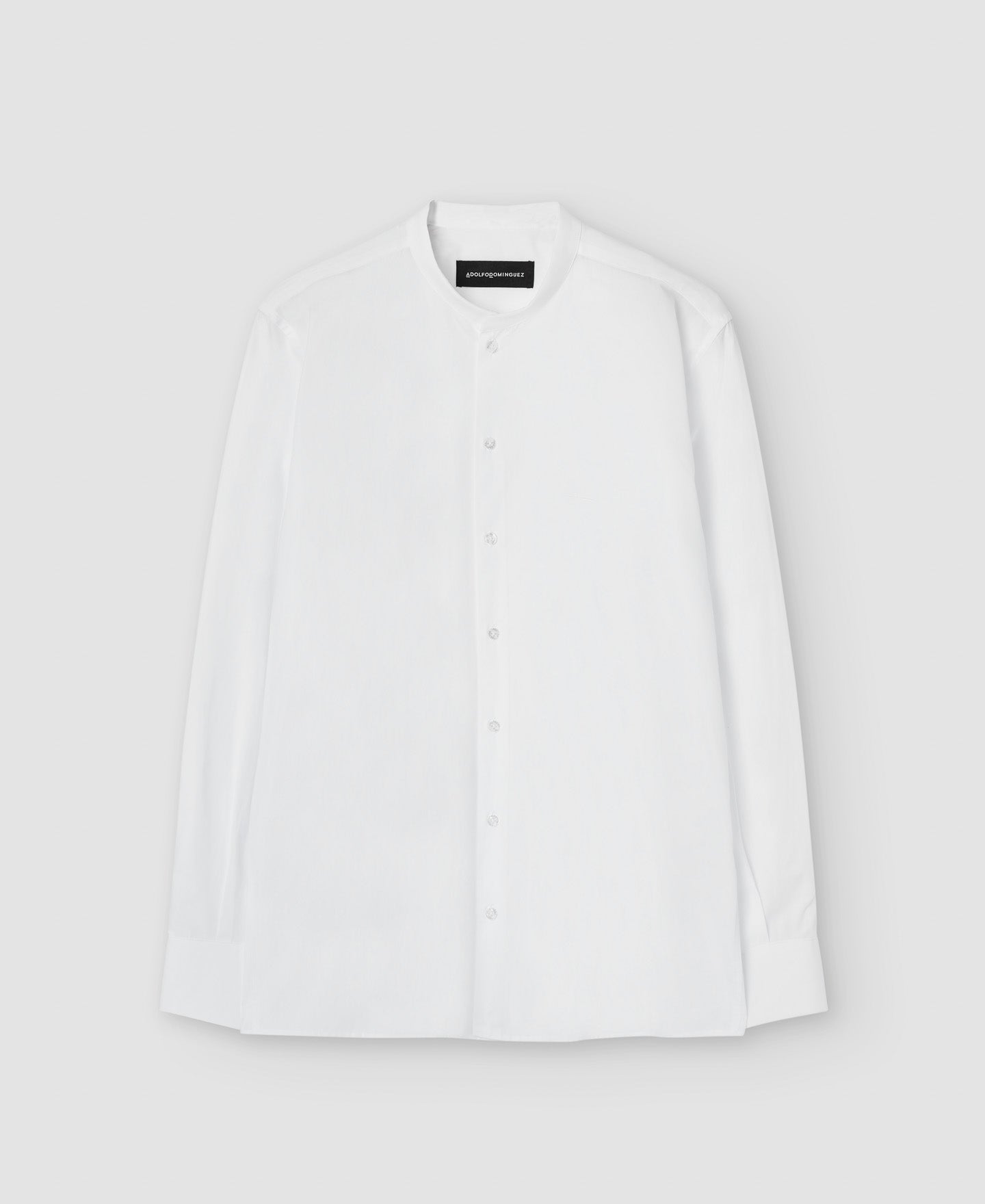 White Mandarin Collar Organic Cotton Shirt