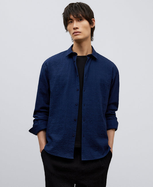 Navy Blue Cotton Shirt