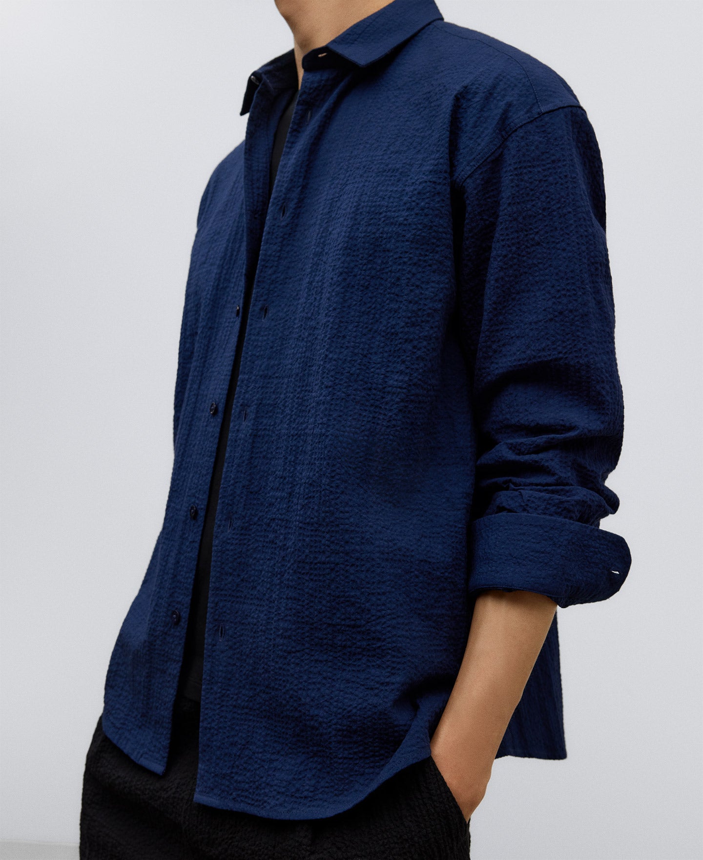 Navy Blue Cotton Shirt