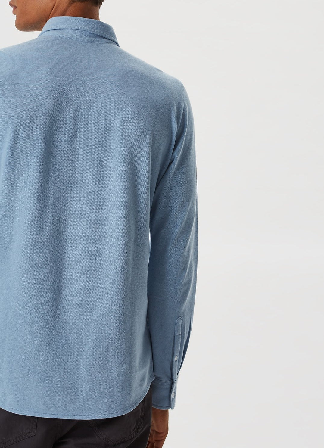 Sky Blue Pique Shirt With Button Down Collar