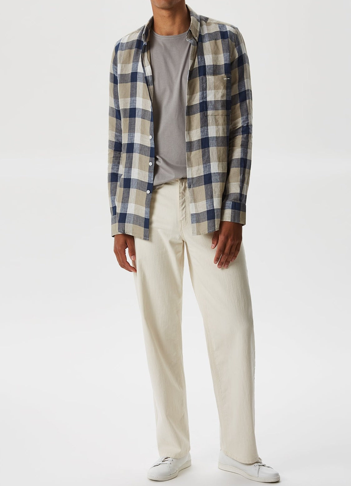 Linen Checkered Button-Down Shirt