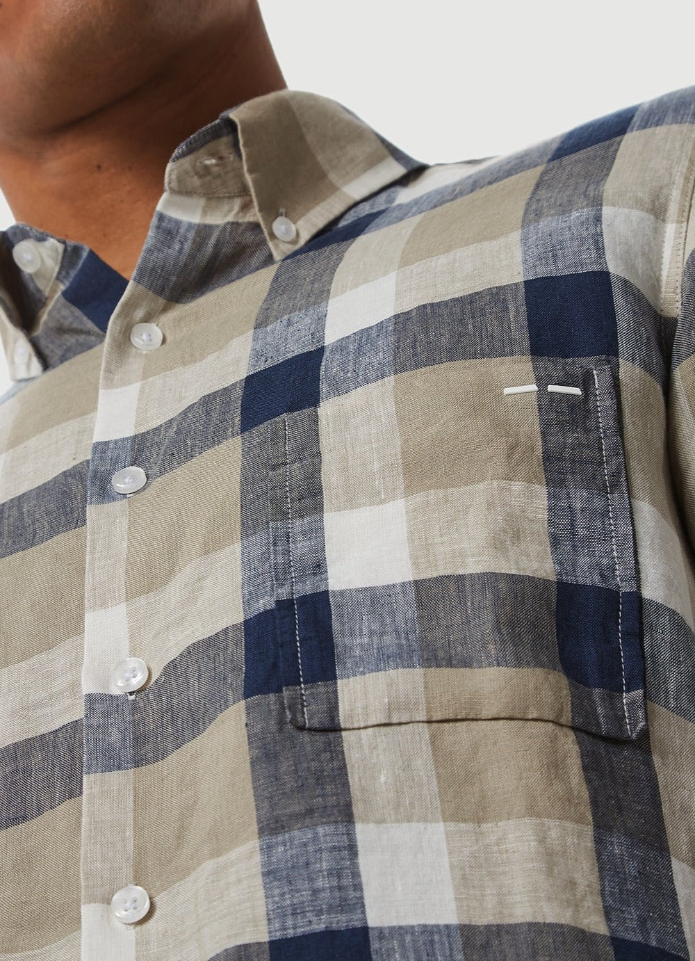 Linen Checkered Button-Down Shirt