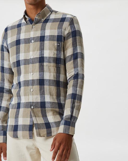 Linen Checkered Button-Down Shirt
