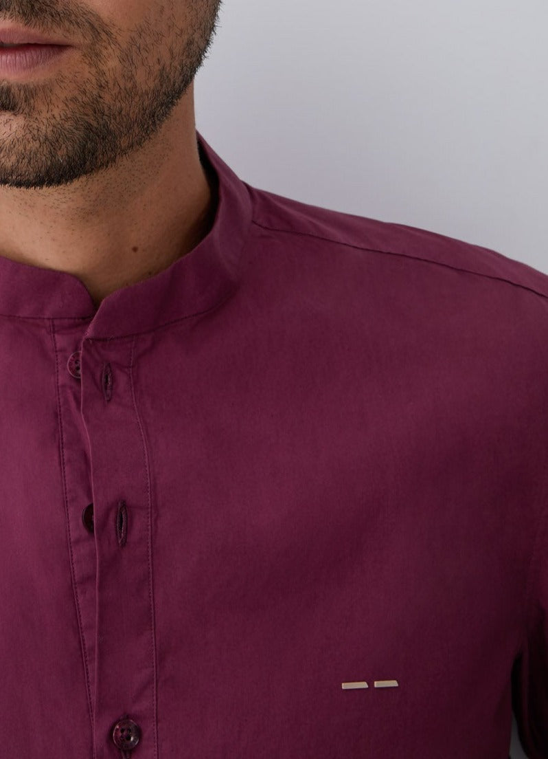 Red Mao Button Neck Shirt