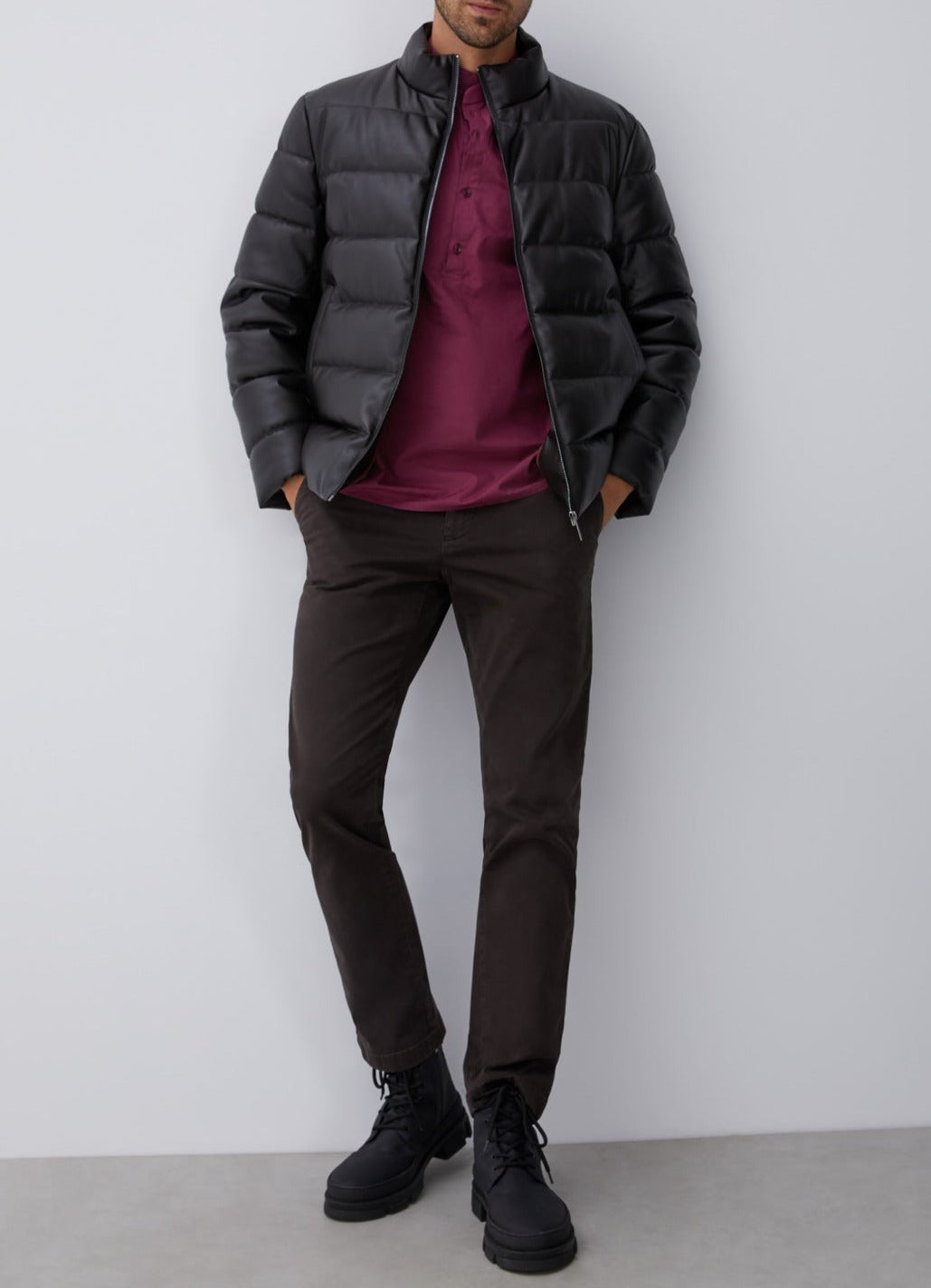 Red Mao Button Neck Shirt