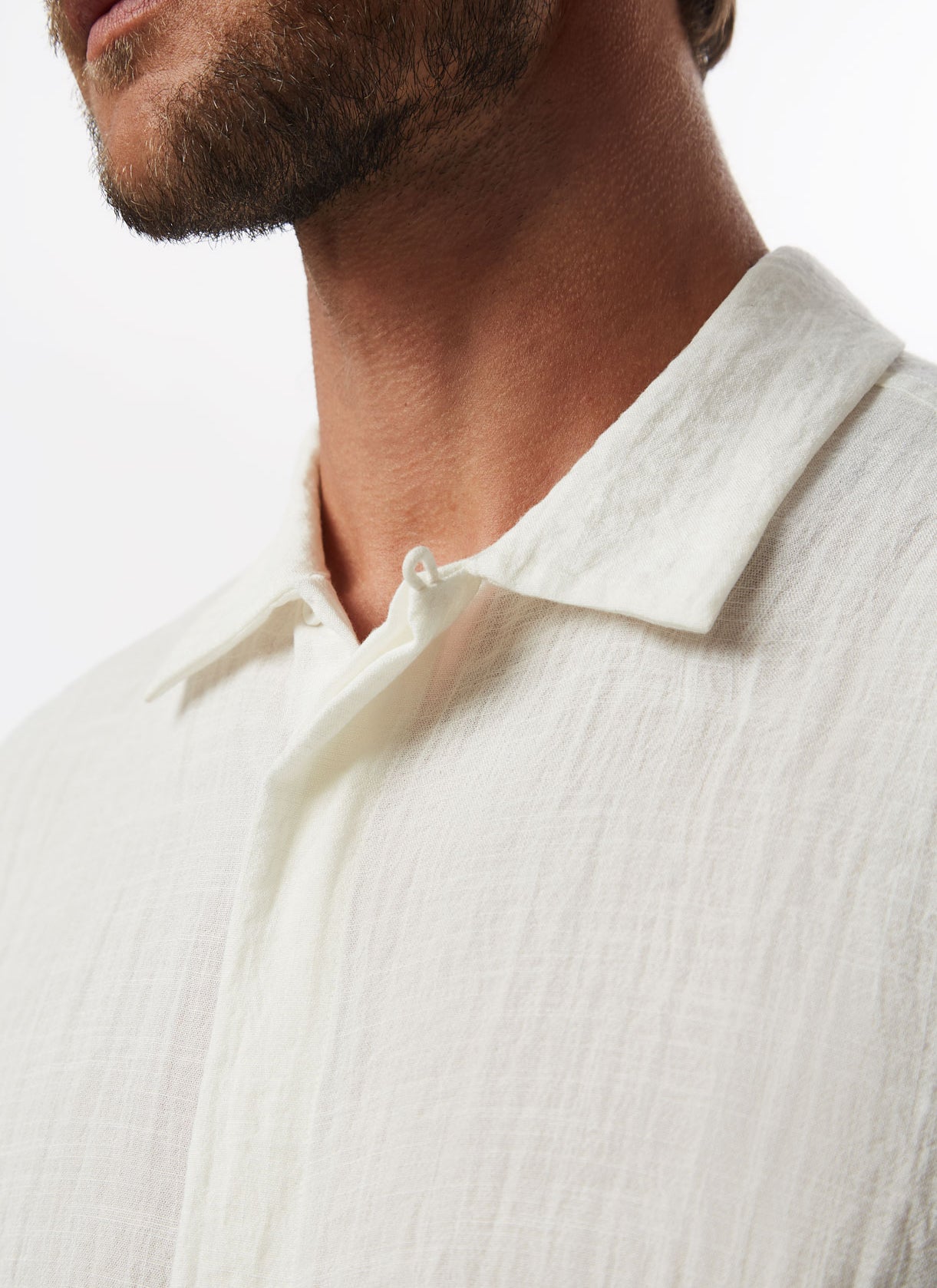 White Single Button Crinkle Shirt