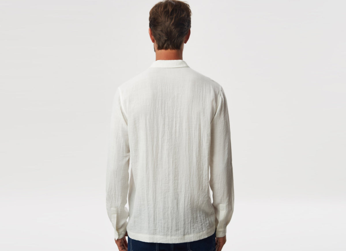 White Single Button Crinkle Shirt