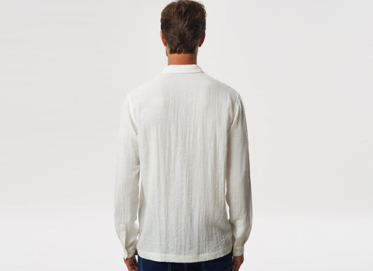 White Single Button Crinkle Shirt