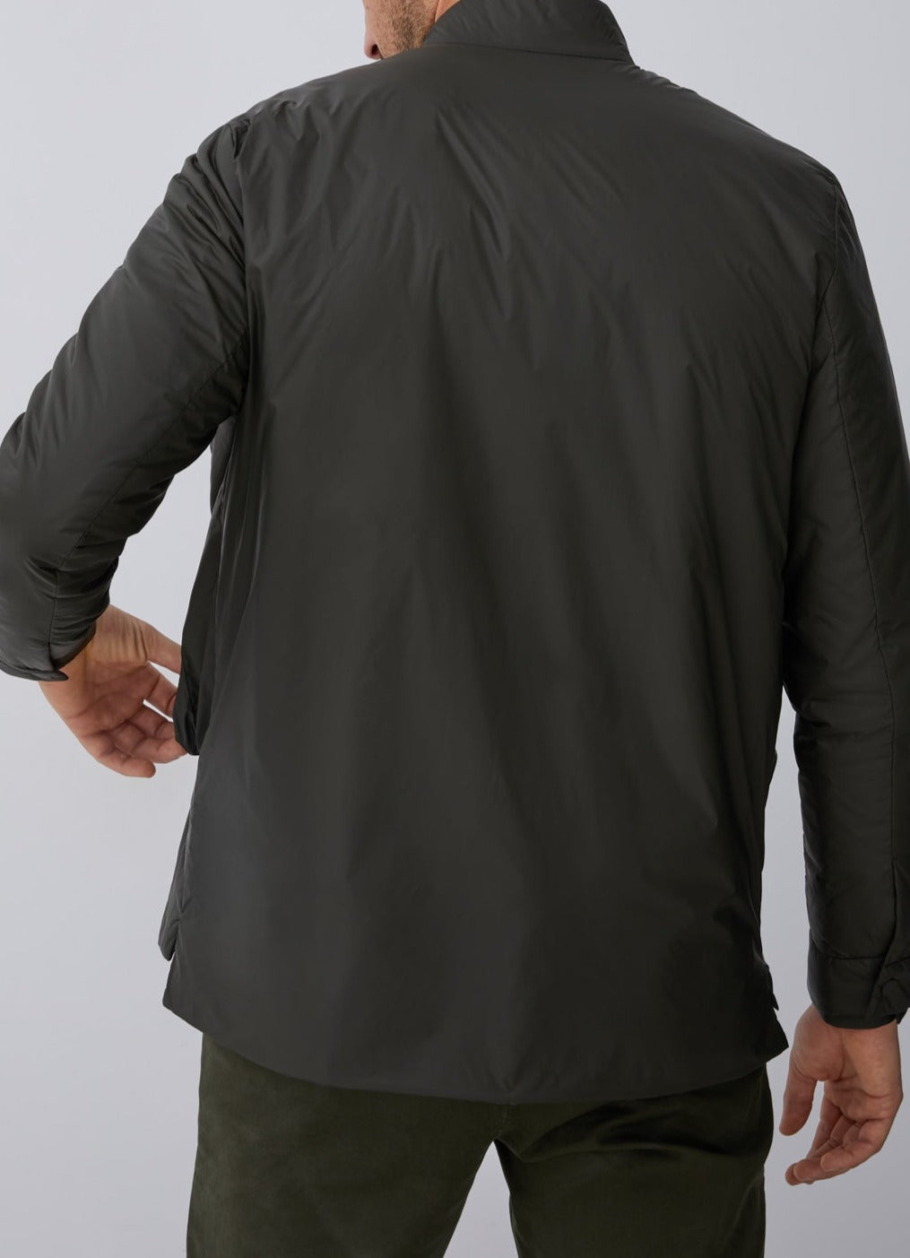 Green Padded Overshirt With Flap Pockets