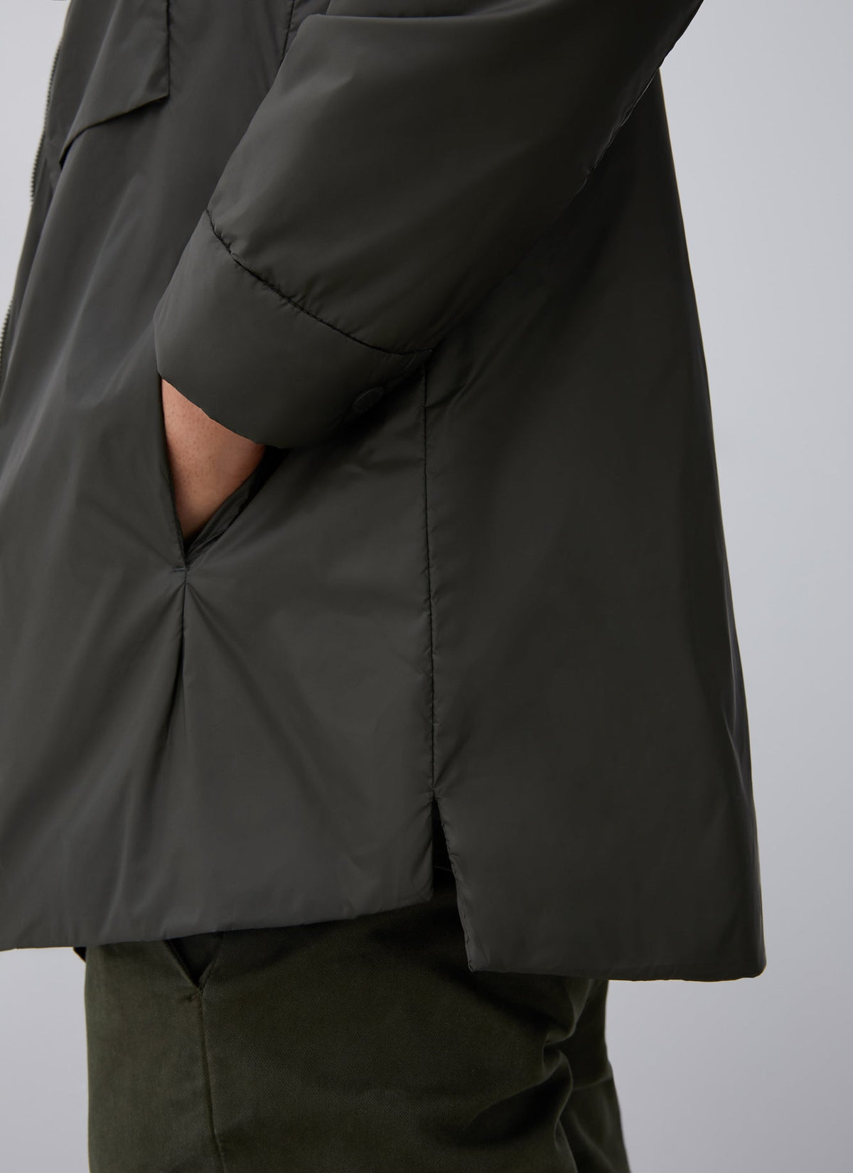 Green Padded Overshirt With Flap Pockets