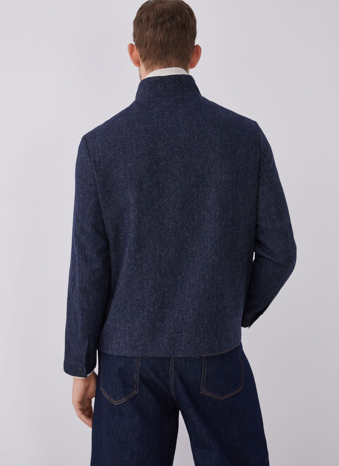 Blue Mottled Wool Jacket With Patch Pockets