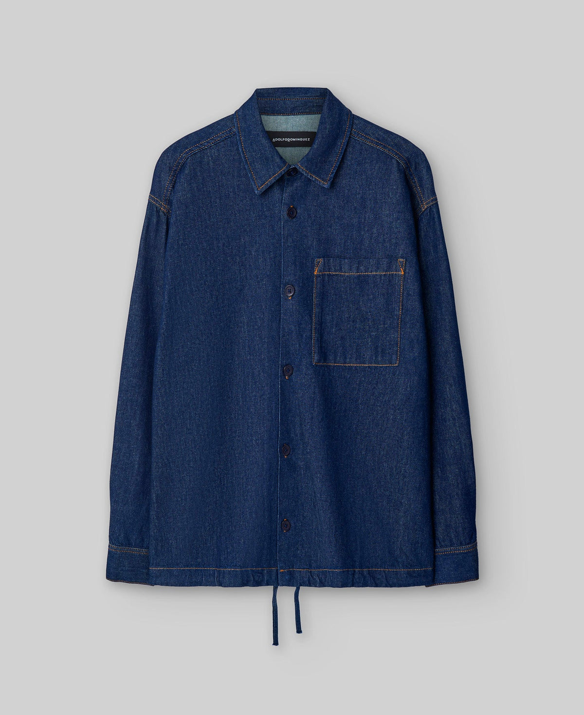 Navy blue denim overshirt man in navy blue