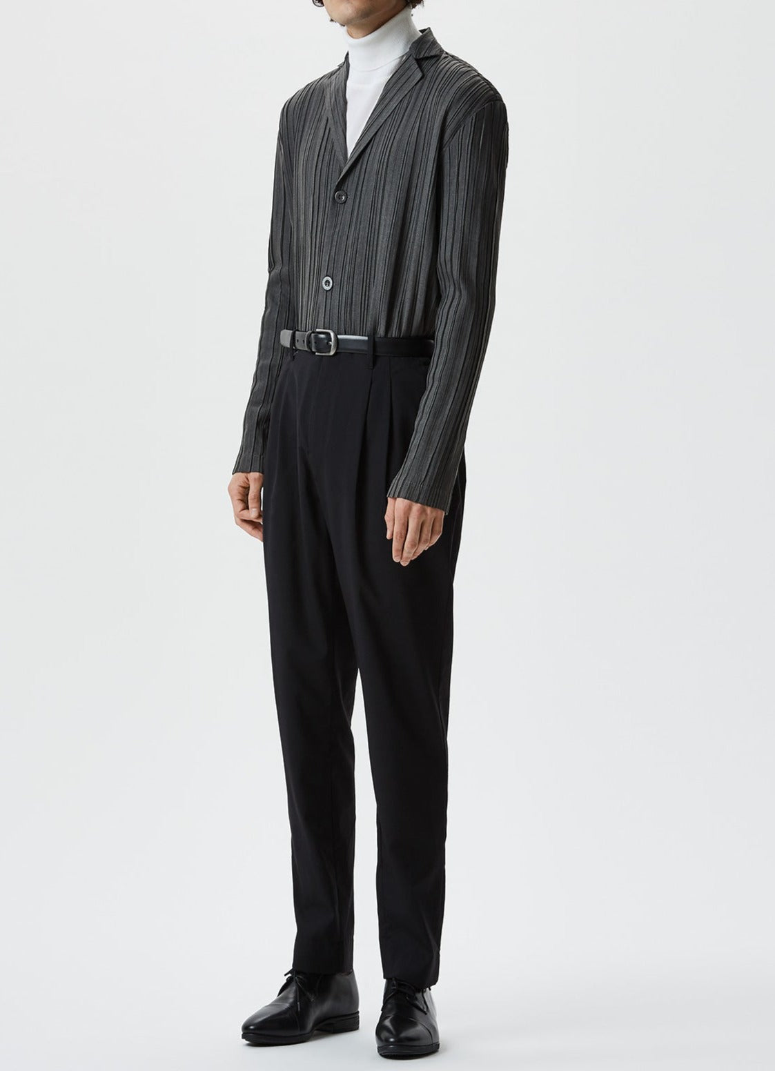 Grey Pleated Crinkle Overshirt